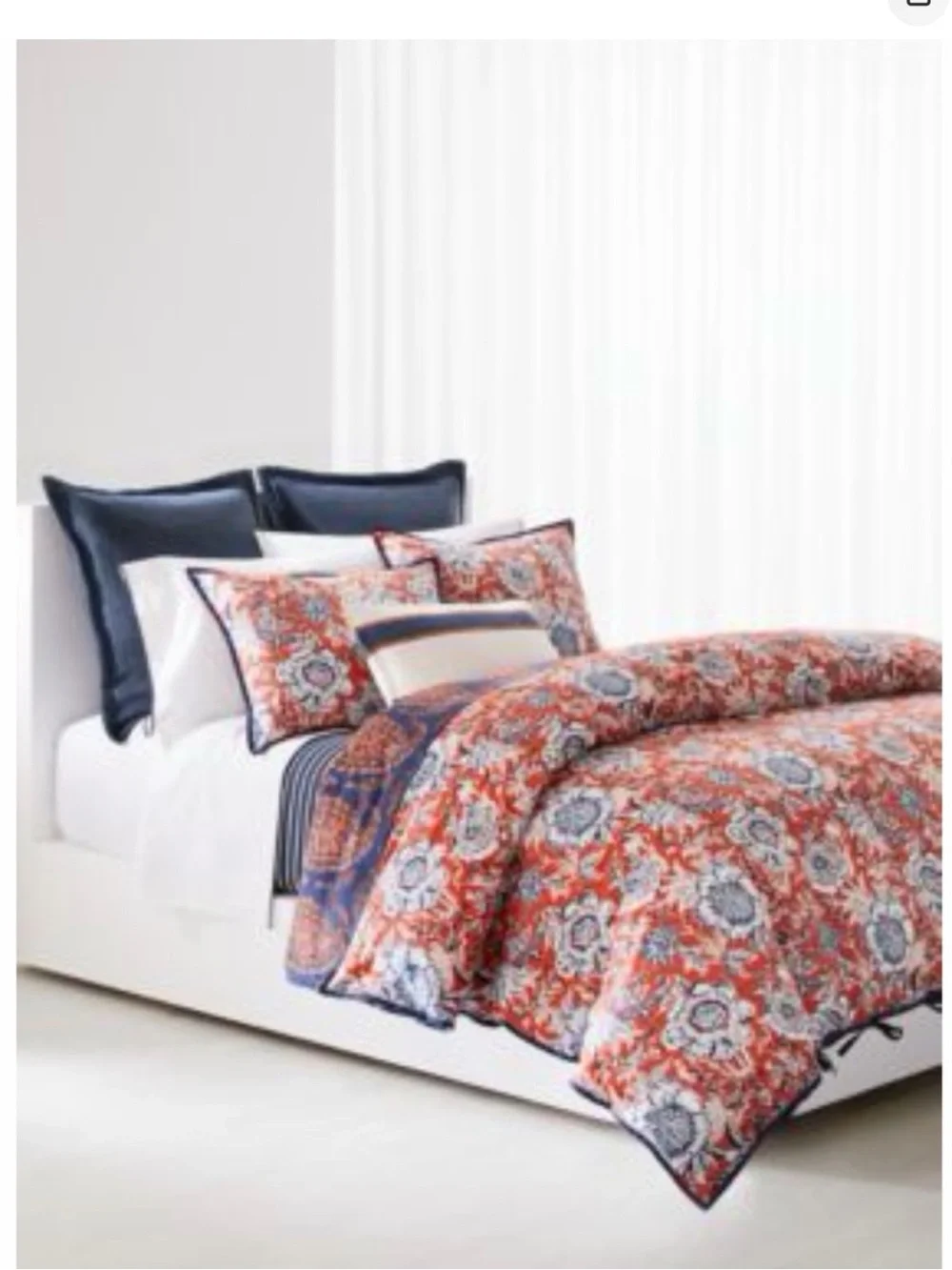 Lauren Ralph Lauren Paisley Floral Duvet Cover Set in Navy, Red & White